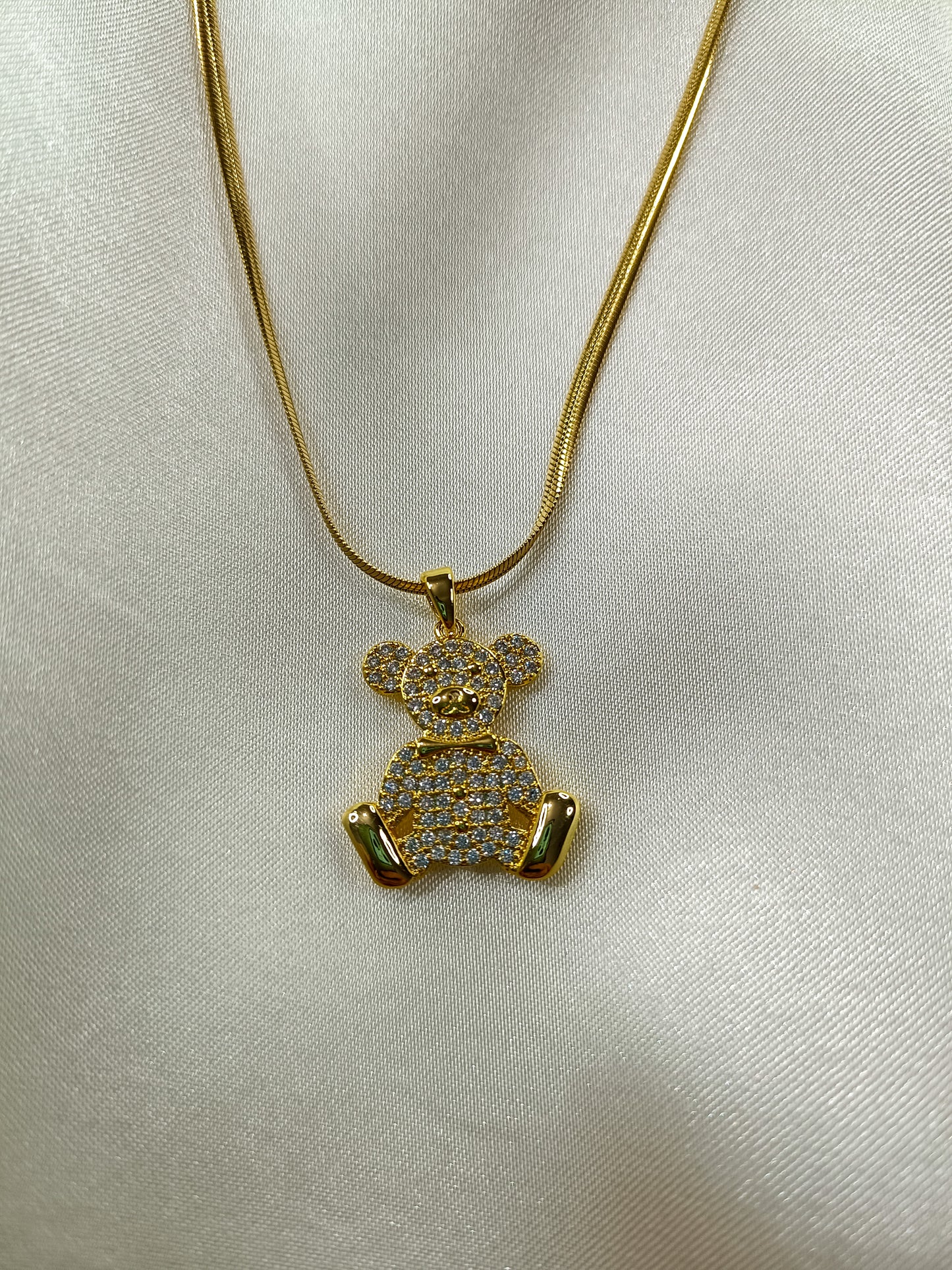 Taşlı Ayıcık İtalyan Zincir Gold Kolye