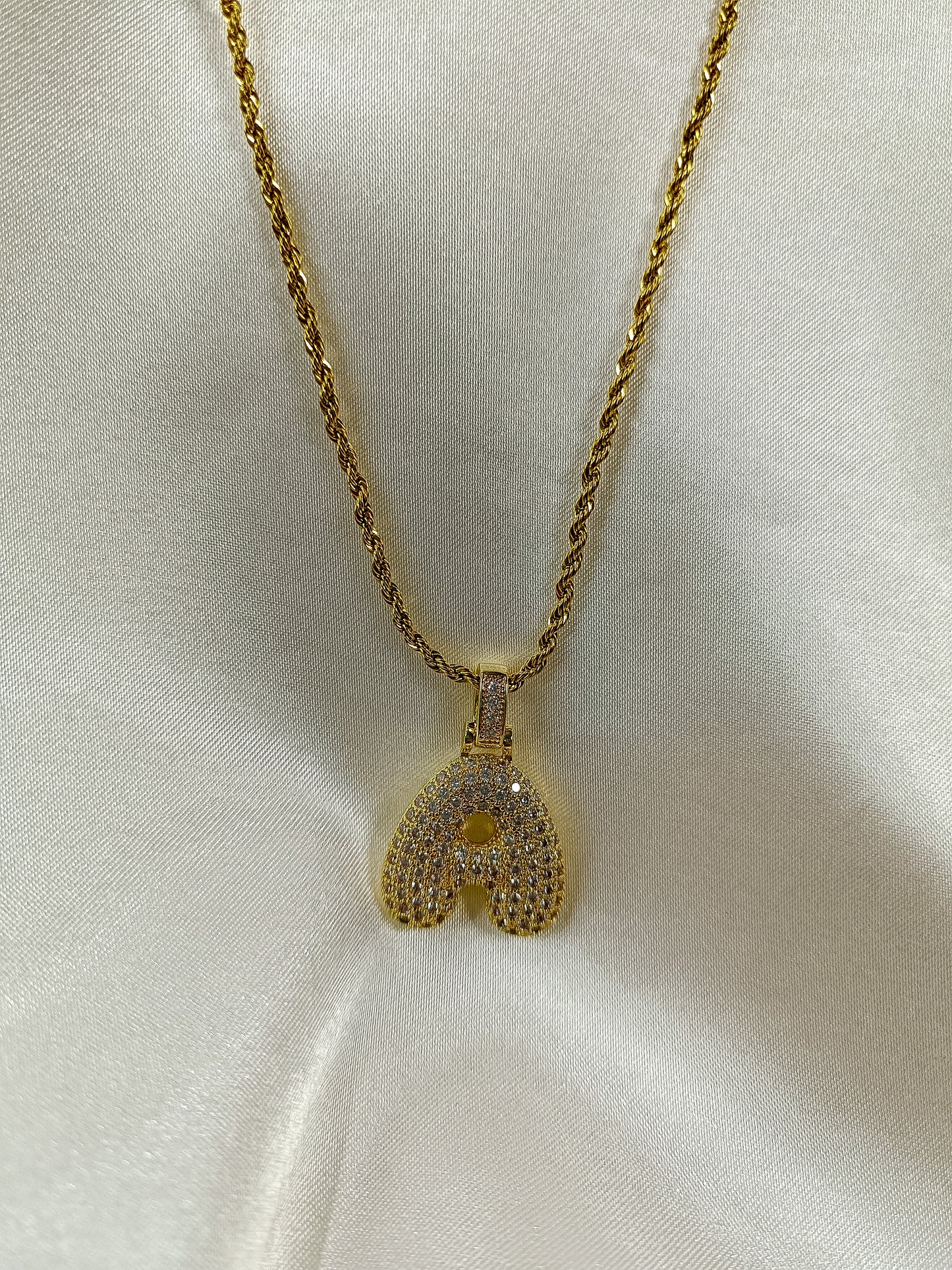 Halat Zincir Taşlı Duble A Harfi Kolye