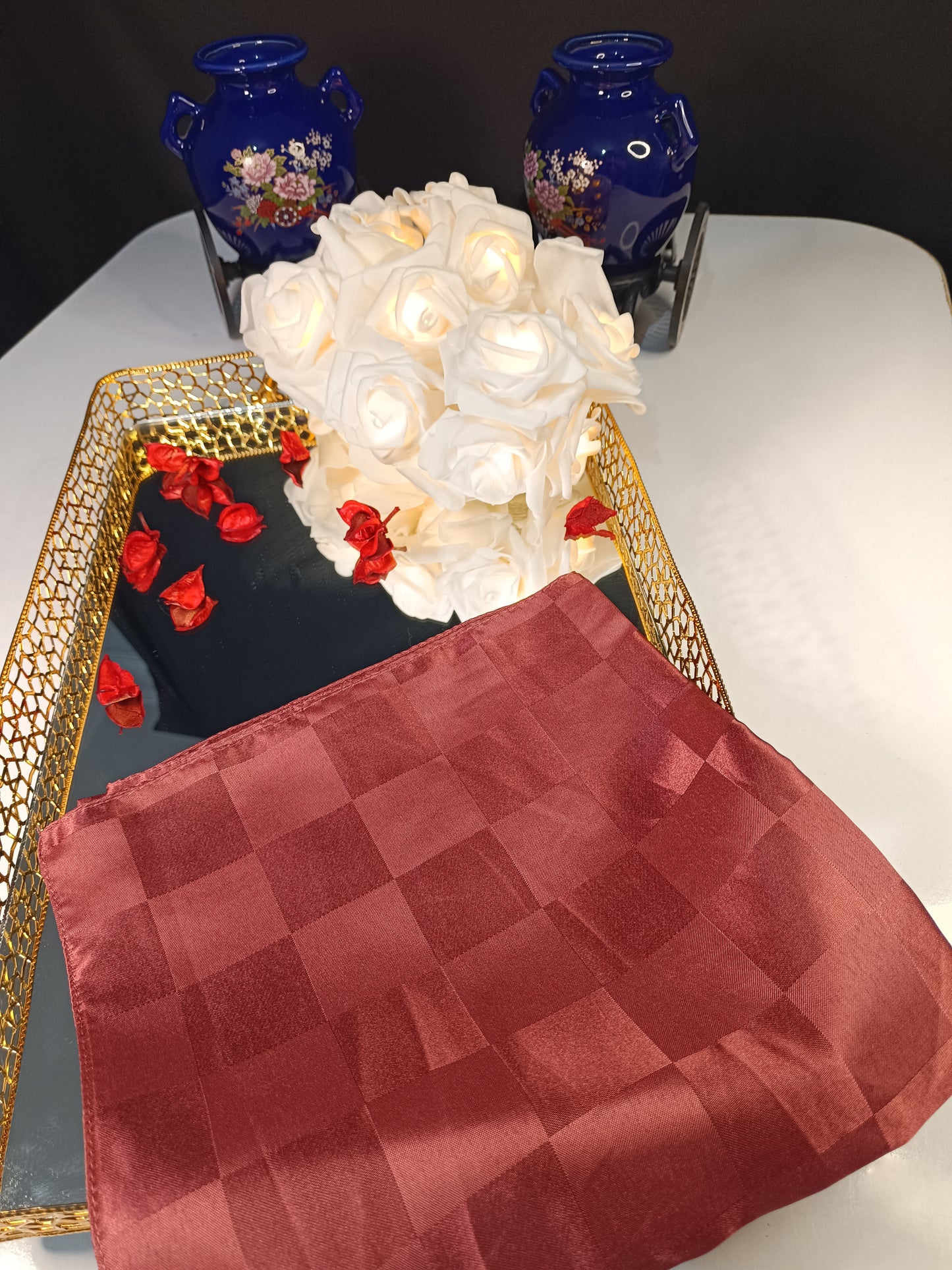 Kiremit Renk Dama Desenli Jakar Eşarp