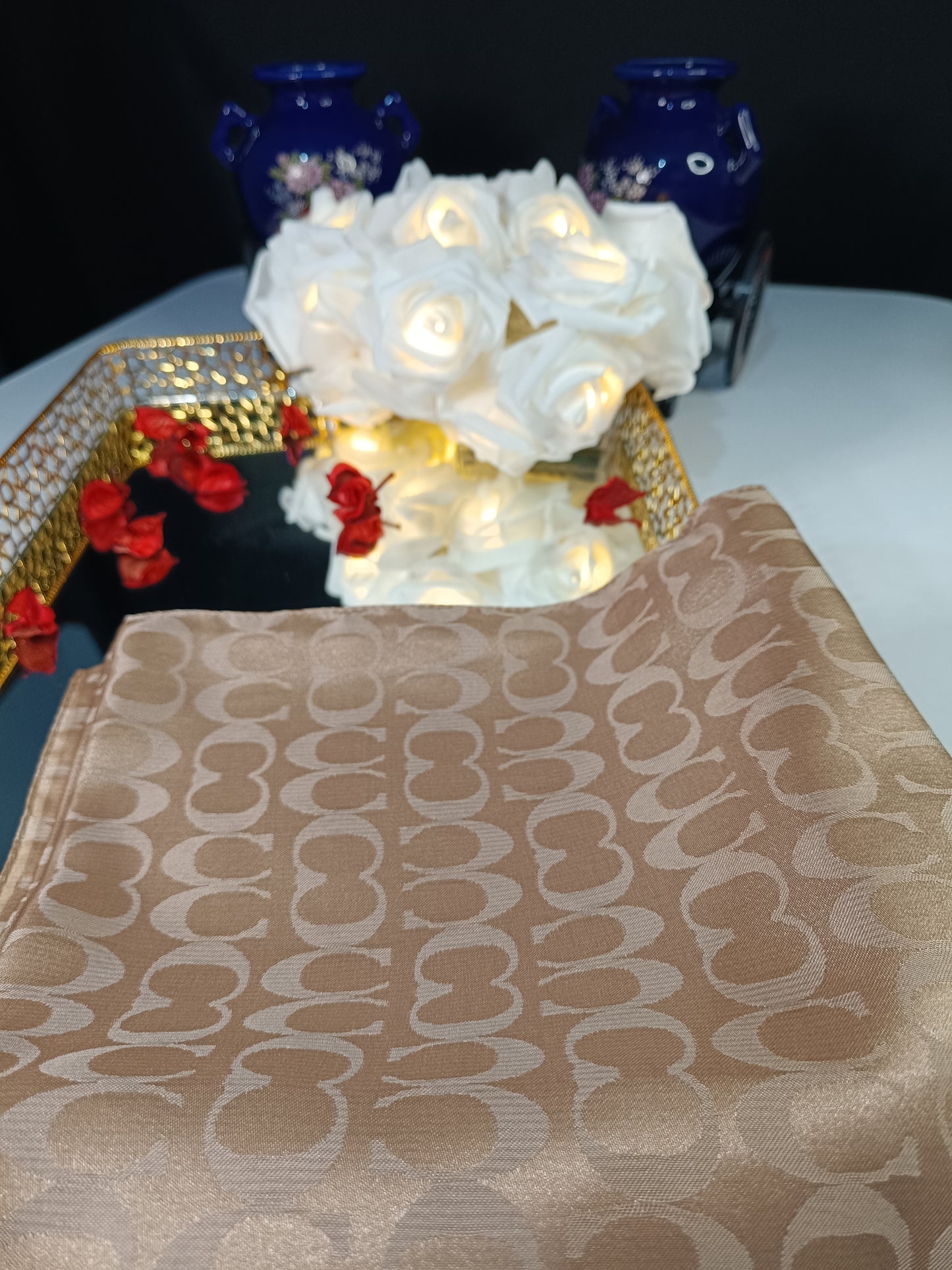 Sütlü Kahve Marka Desen Jakar Eşarp