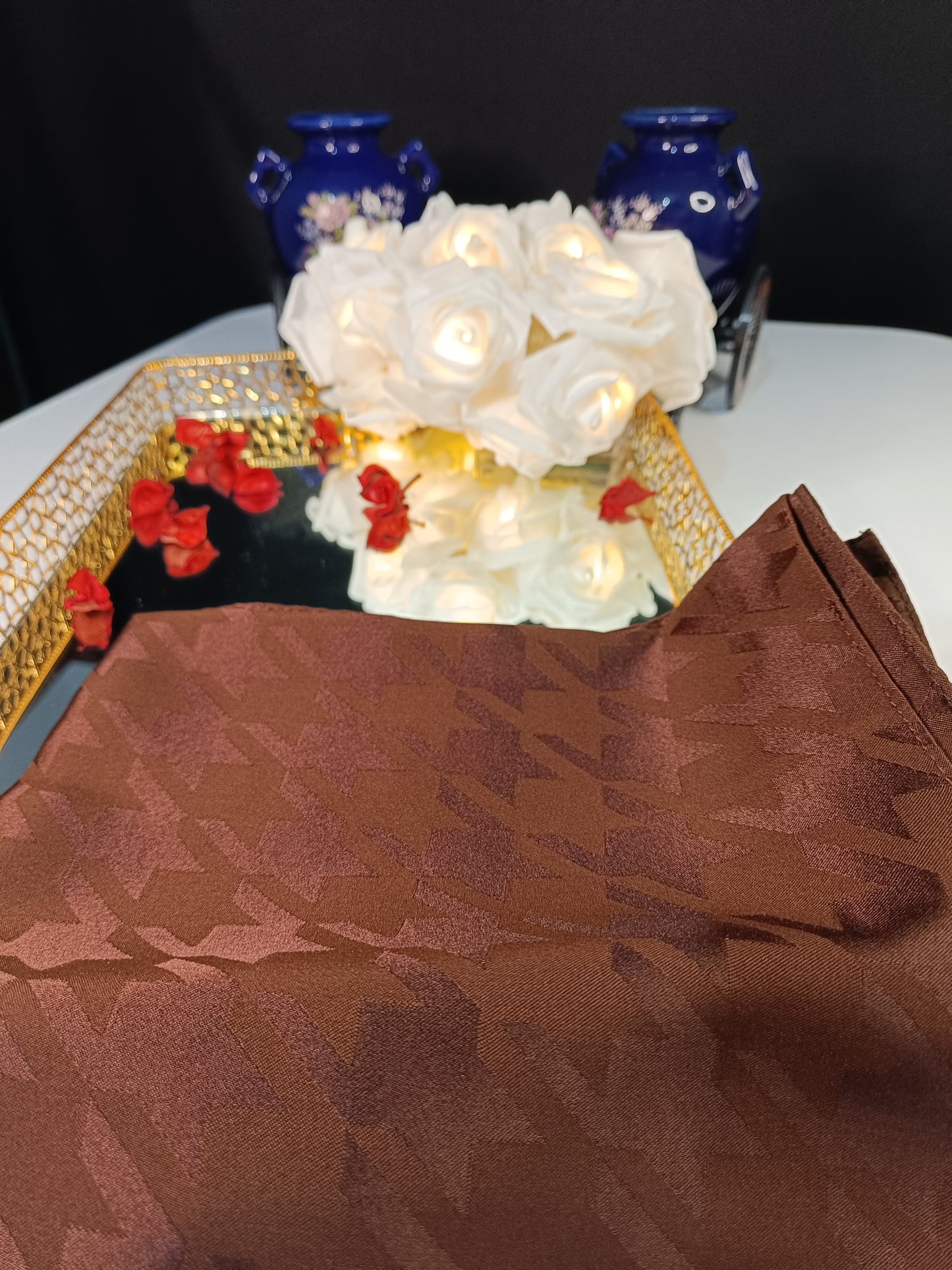 Kahverengi Marka Desen Jakar Eşarp