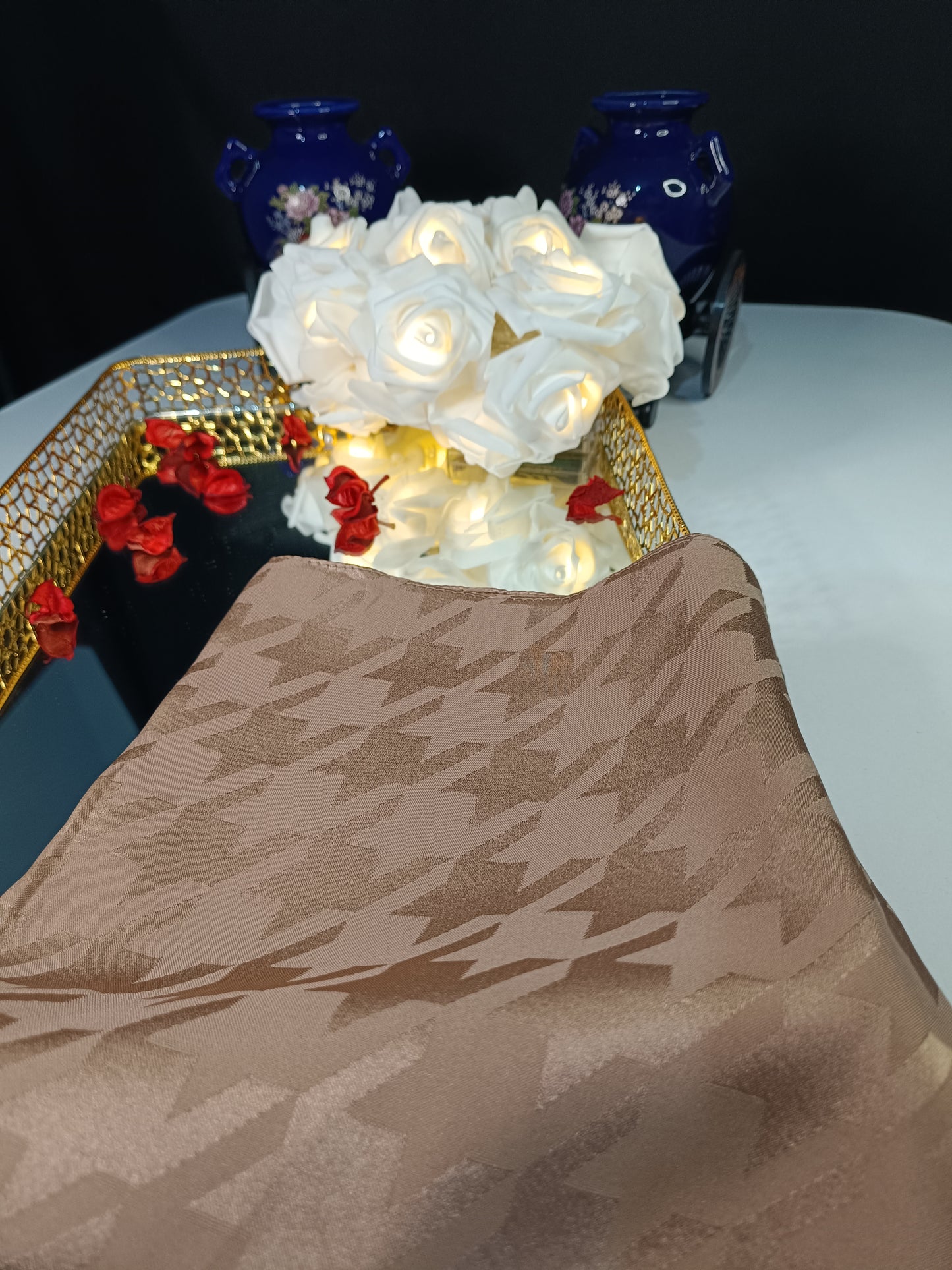 Vizon Renk Marka Desen Jakar Eşarp