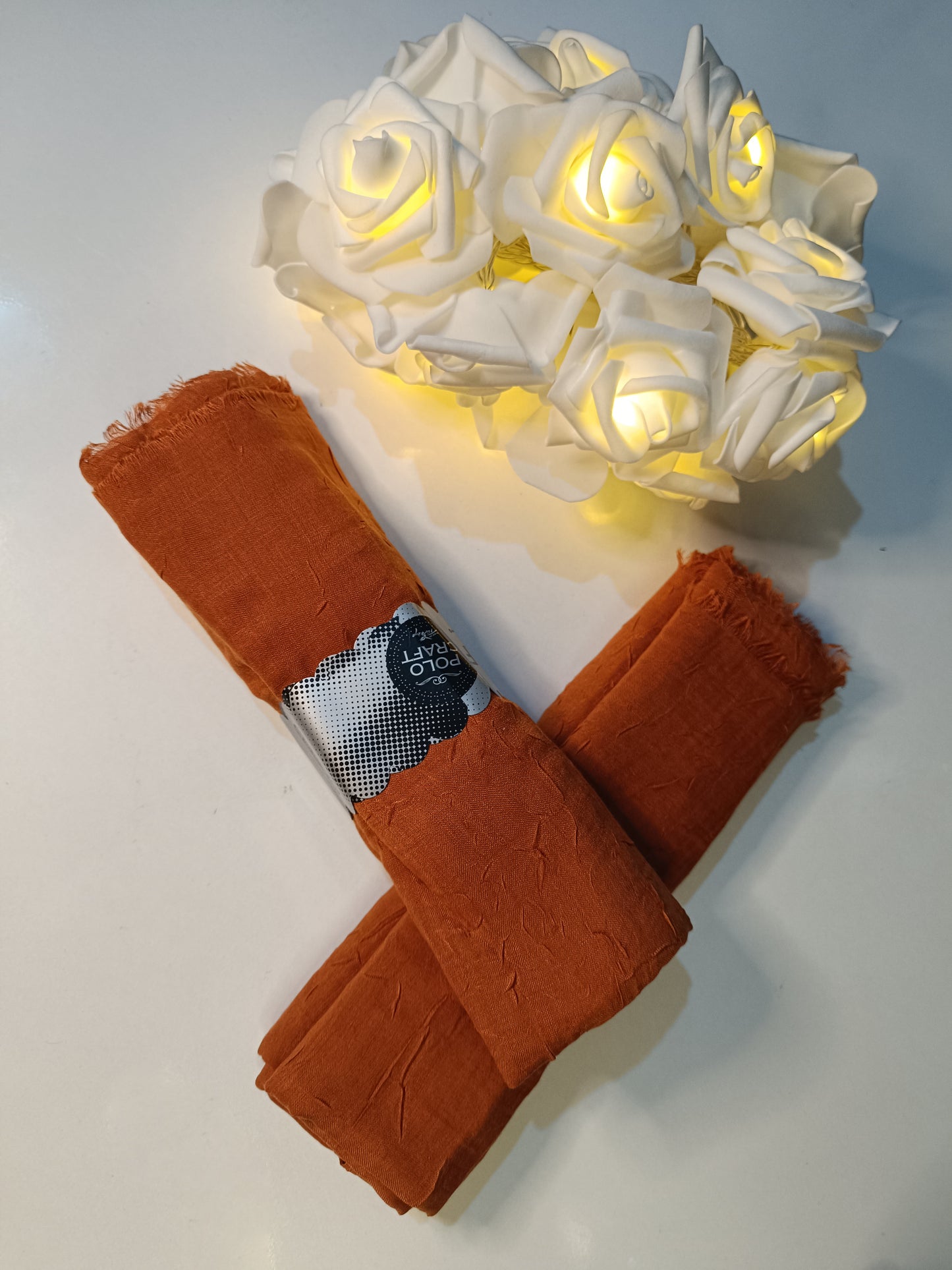 Turuncu Renk Pamuklu Kraş Şal