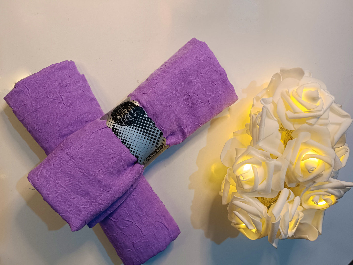 Lila Rengi Pamuk Kraş Şal