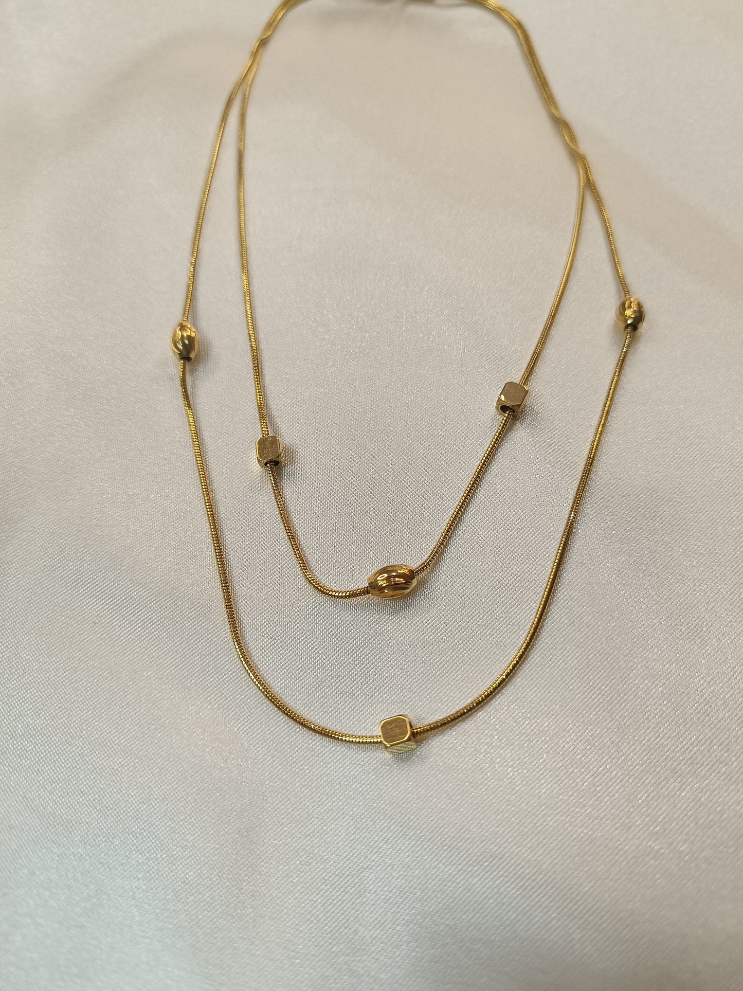 Çift Katmanlı Gold Renk Harmoni Kolye