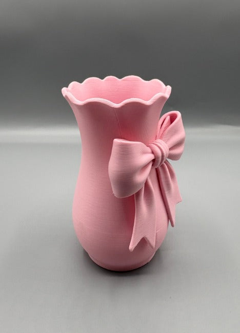 Romantik Fiyonk Detaylı Pembe Dekoratif Vazo (Coquette Stili)