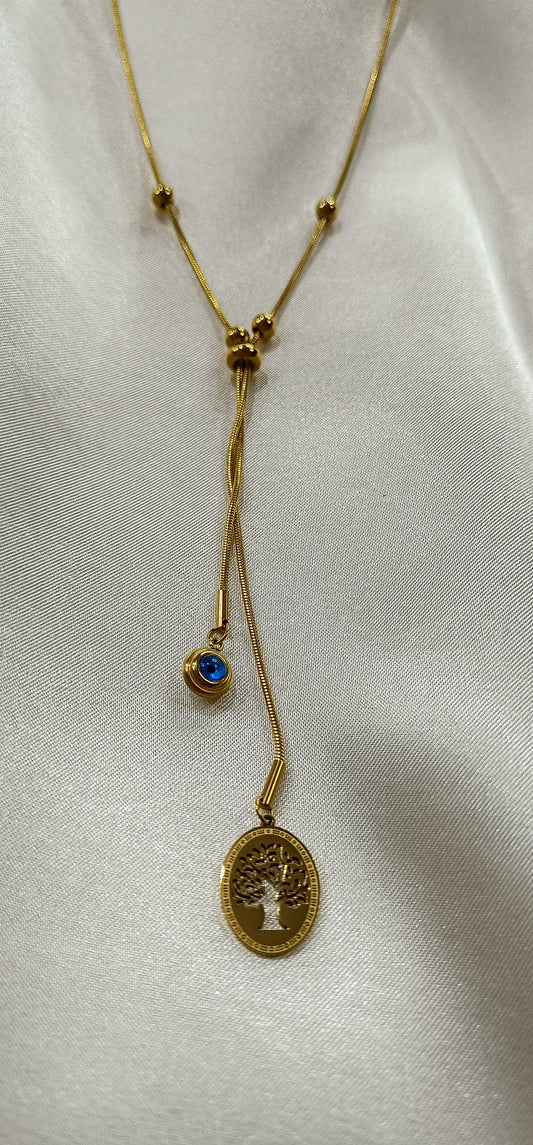 Kravat Model Hayat Ağacı Gold Kolye
