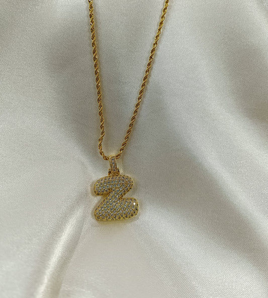 Halat Zincir Taşlı Duble Z Harfi Kolye