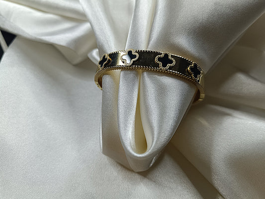 Mini Yoncalı Gold Siyah Çelik Kelepçe
