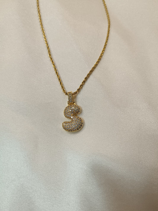 Halat Zincir Taşlı Duble S Harfi Kolye